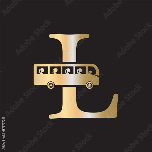Initial Bus Travel Logo Combine With Letter L Vector Template