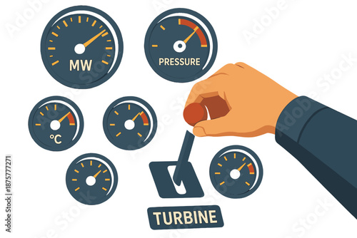 Hand operating turbine control panel with gauges