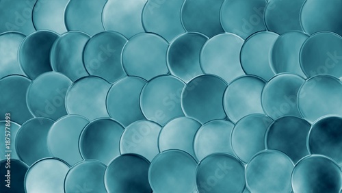 Teal Blue Fish Scale Mosaic Tiles Background with Iridescent Texture