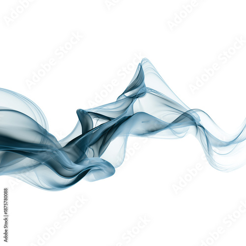 Ethereal blue and white smoke or fluid flow abstractly dancing across a dark canvas