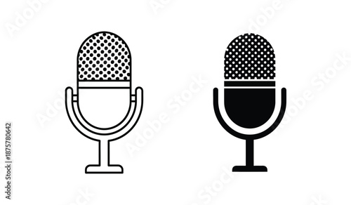 Two microphone icons in black and white with different designs and patterns on the mesh