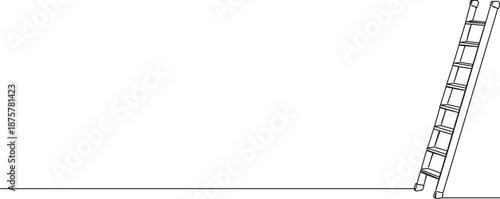 continuous line drawing of ladder, line art vector illustration