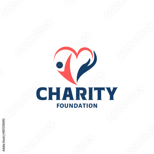 Charity Foundation Helping Hands Heart Logo Vector Template, Community Support Nonprofit Abstract Hand Symbol Logo, Heart Care Donation Trust Modern EPS Logo, Humanitarian Aid Unity Hands Branding Tem