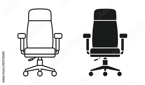 Two office chairs in different colors on for business or workspace concepts