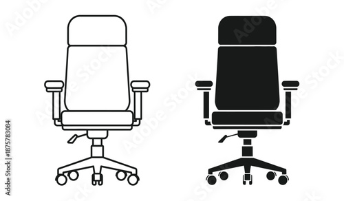 Office chair in two styles, one outlined and one filled