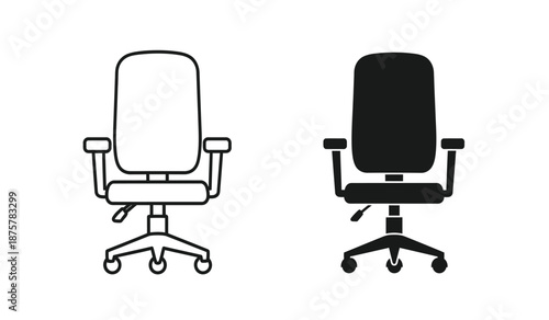 Two office chairs one outlined and one filled in
