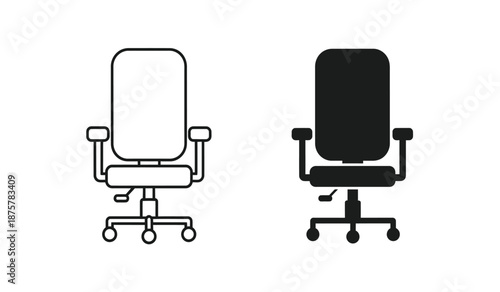 Two office chairs one in outline and one in solid black
