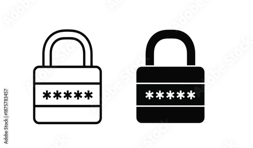 Two padlocks with password fields in black and white