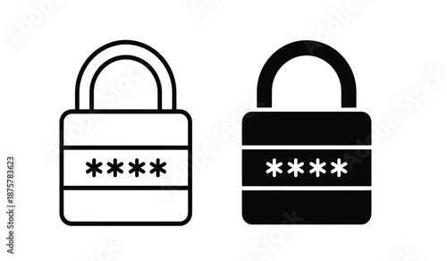 Two padlocks with passwords in black and white