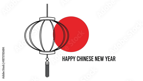 Chinese new year celebration with traditional lantern and red circle symbolizing good fortune and prosperity