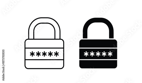Two padlock icons in black and white with password symbols
