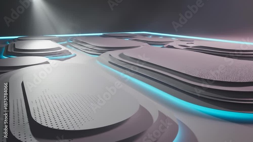 Abstract Topographical Surface Lit With Blue Edges and Spotlight