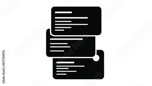 Black tags labels icons stacked vertically with white lines on clean white background for organization and identification