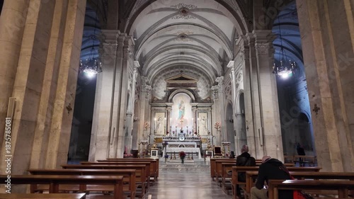 Interior of Santuario del Sacro Cuore in Rome, Italy