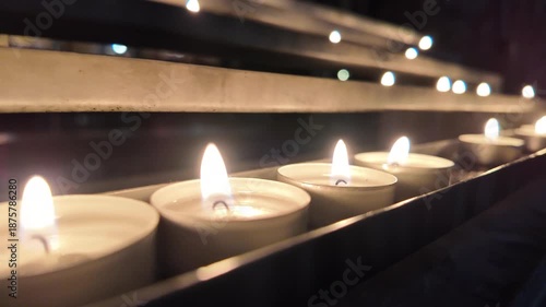 Small Church Candles Burning Quietly