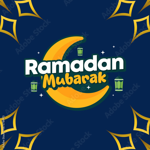 A soft pastel Ramadan Kareem social media post square with a gentle festive look. Ideal for modern and calm Ramadan greetings.
