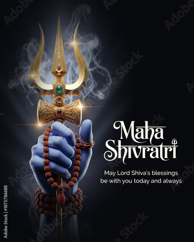 Happy Maha Shivratri 2026 – Divine Lord Shiva Blessings Social Media Poster