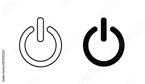 Black and white power button icons in line and solid styles
