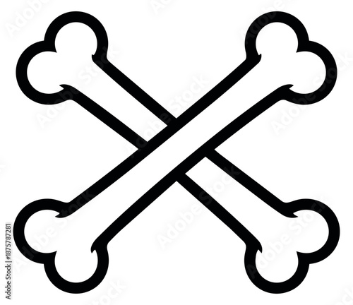 Line art illustration of crossbones depicting a warning for halloween or pirate themes