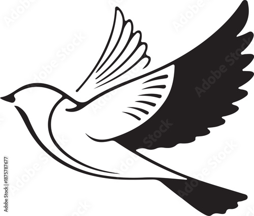 Dove of peace vector illustration flying with wings spread