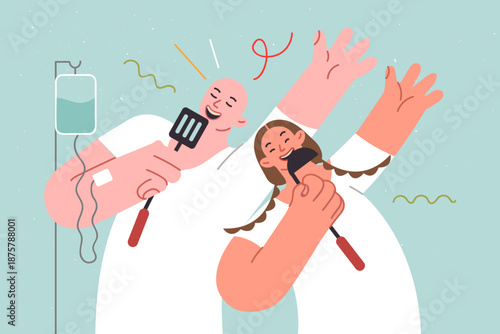 Girl supports singing brother who is sick with cancer and has lost hair after chemotherapy