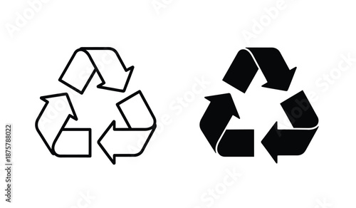 Recycling symbols with arrows in circular motion, recycling icons, eco friendly signs