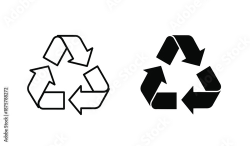 Recycling symbols in black and white for eco friendly and sustainable practices