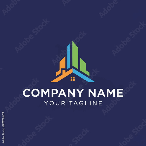 Modern Abstract Building Logo Design for Real Estate Company.