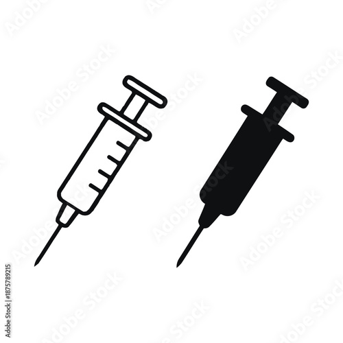 Medical syringes in black and white illustration on a white background