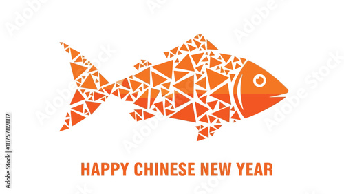 Geometric orange fish symbolizing prosperity for happy chinese new year celebration