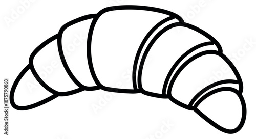 Line art illustration of a croissant depicting a delicious french pastry for breakfast menus or food designs