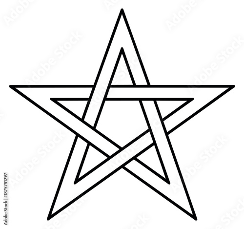 Line art illustration of a pentagram depicting an ancient symbol for magic and spirituality