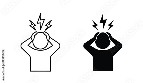 Two frustrated people with lightning bolts above their heads in black and white