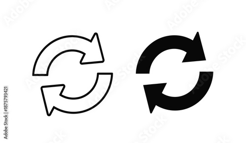 Black and white circular arrow icons for swap or exchange concepts
