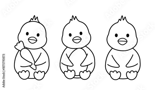 Cute Spring Easter Chick Outline,  Coloring pages and templates.
Children's handicraft activities.
