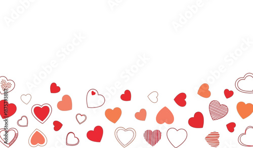 Colorful heart shapes in various styles and patterns on a for valentines day or love themed designs and decorations