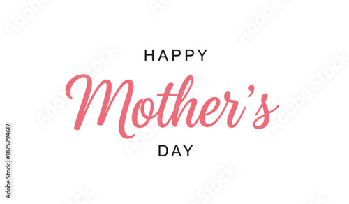 Happy mothers day greeting card with pink and black text