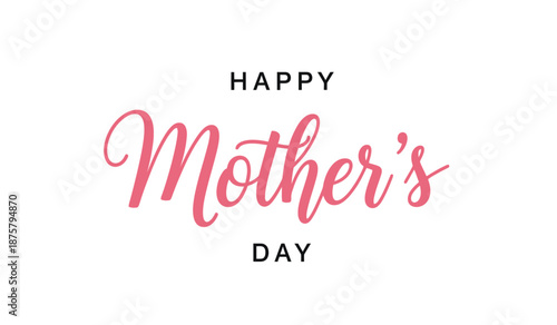 Happy mothers day greeting card with pink and black text