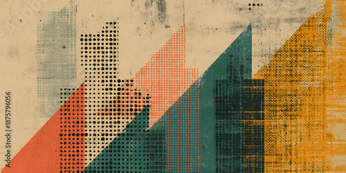 Abstract distressed graph rising on textured halftone background with bold strokes finance data visualization creative minimal