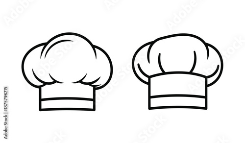 Two black line drawn chef hats on a pure