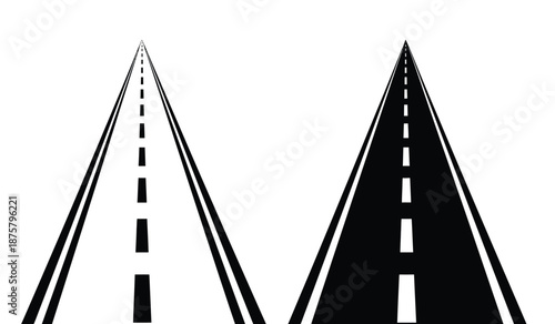 Black and white road signs for navigation and transportation
