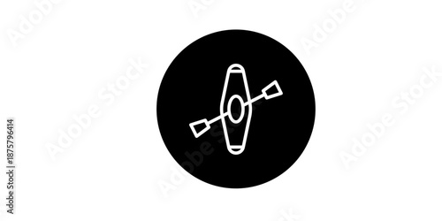 Modern minimalist icon of a kayak with oars in a circle