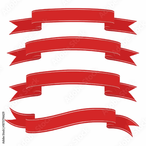 Vibrant red ribbons for banners and labels