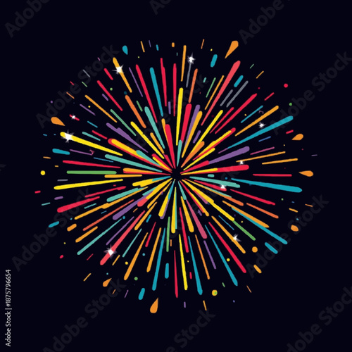 Vibrant colorful explosion of light and energy on dark background