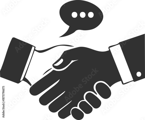 Business Handshake with Communication Icon