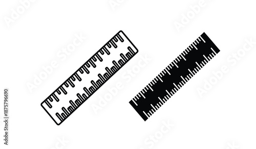 Two black rulers with inch and centimeter markings