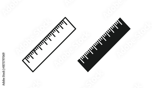 Two rulers in different colors on a plain for measurement and design purposes