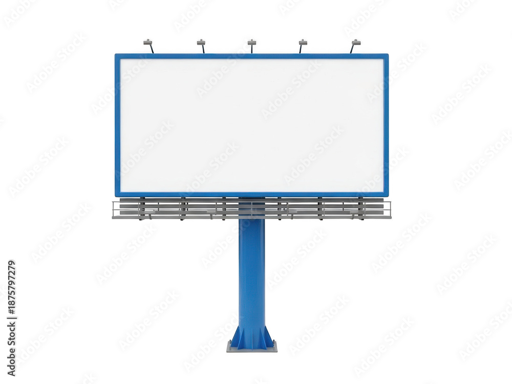 Fototapeta premium Blue billboard frame isolated on transparent background