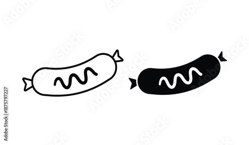 Two hot dog icons in black and white colors