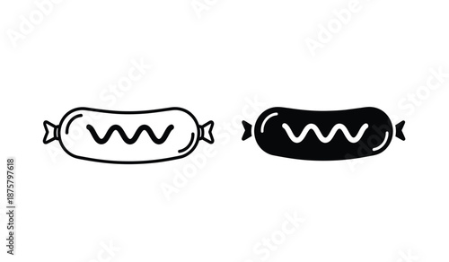 Vector illustration of two black and white candy icons with wavy lines on a pure